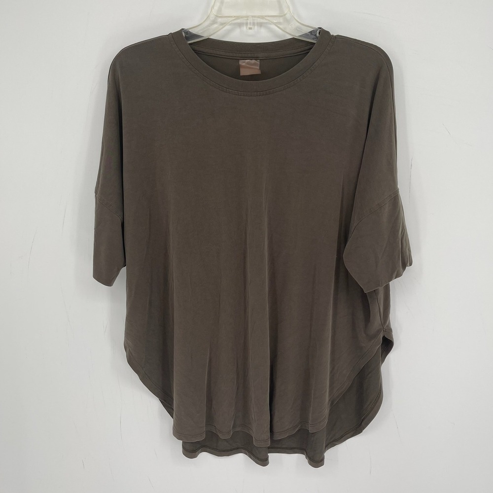 Calia Women's Brown Modal Blend Round Hem Everyday Sandwash Tee T-Shirt Size L